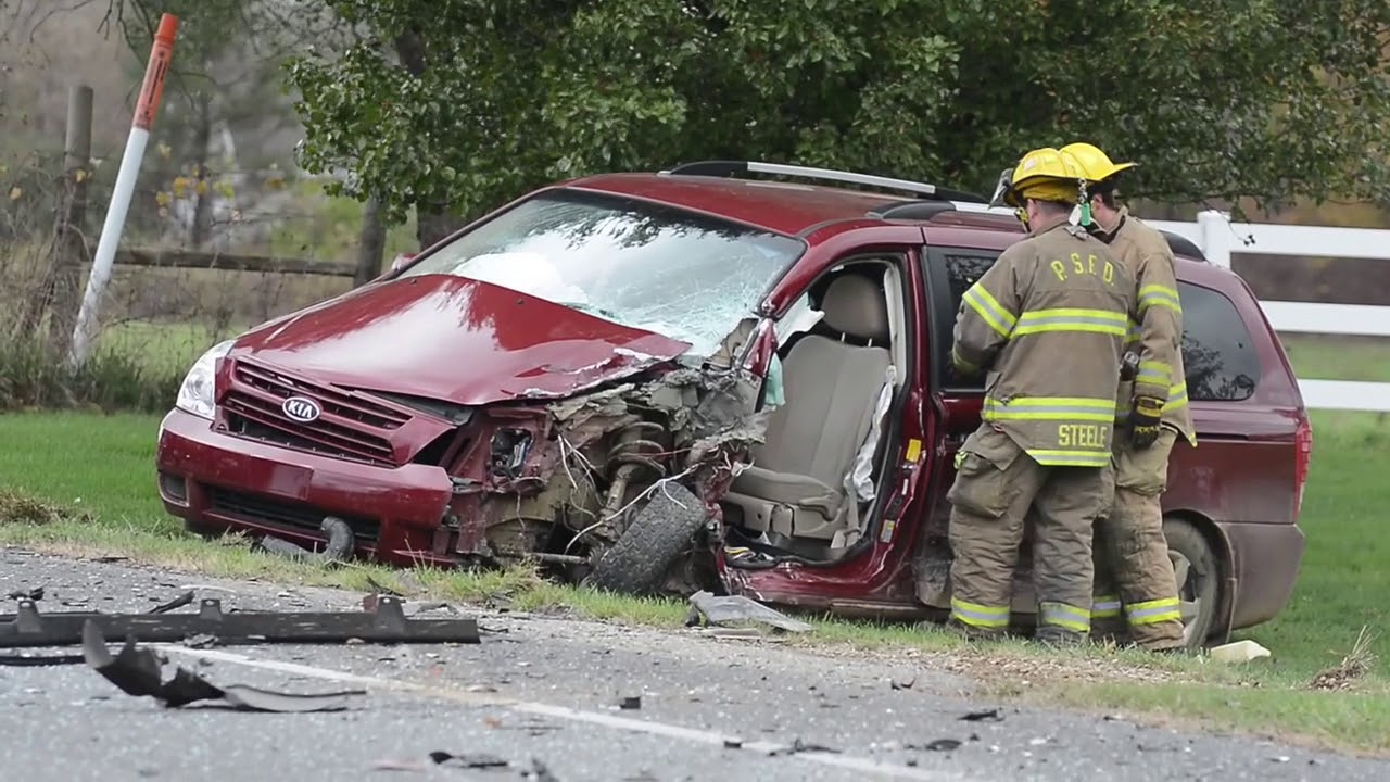 Emergency crews respond to a crash on County Farm Road
