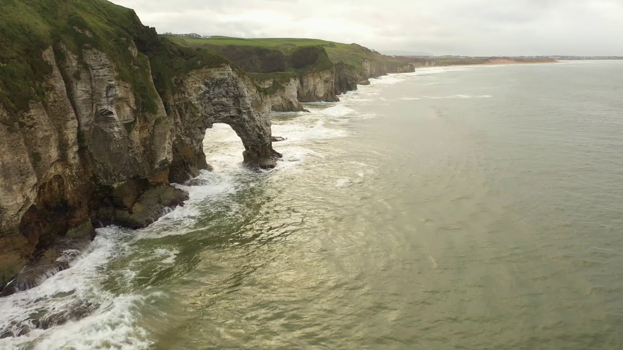 UK, Northern Ireland, White Rocks Bay and beach, along the