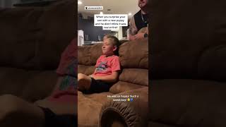 Boy gets so surprised by new puppy that he doesn’t think it’s real ❤❤