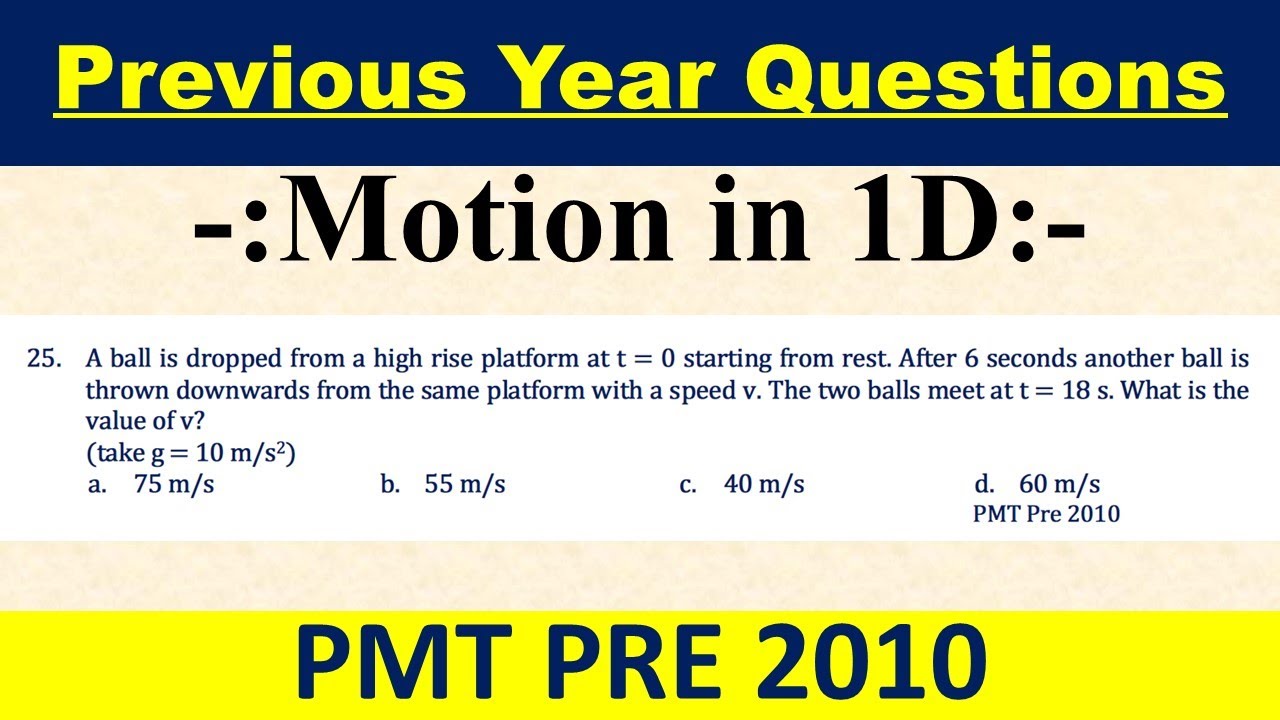 A ball is dropped from a high rise platform at t = 0 starting from rest ...