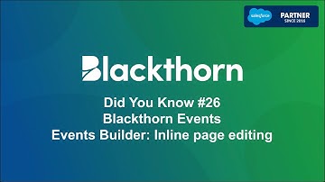 Did You Know Features: 26 - Blackthorn Events - Event Builder