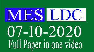 MES : LDC 07-10-2020 Complete paper: fully Solved: