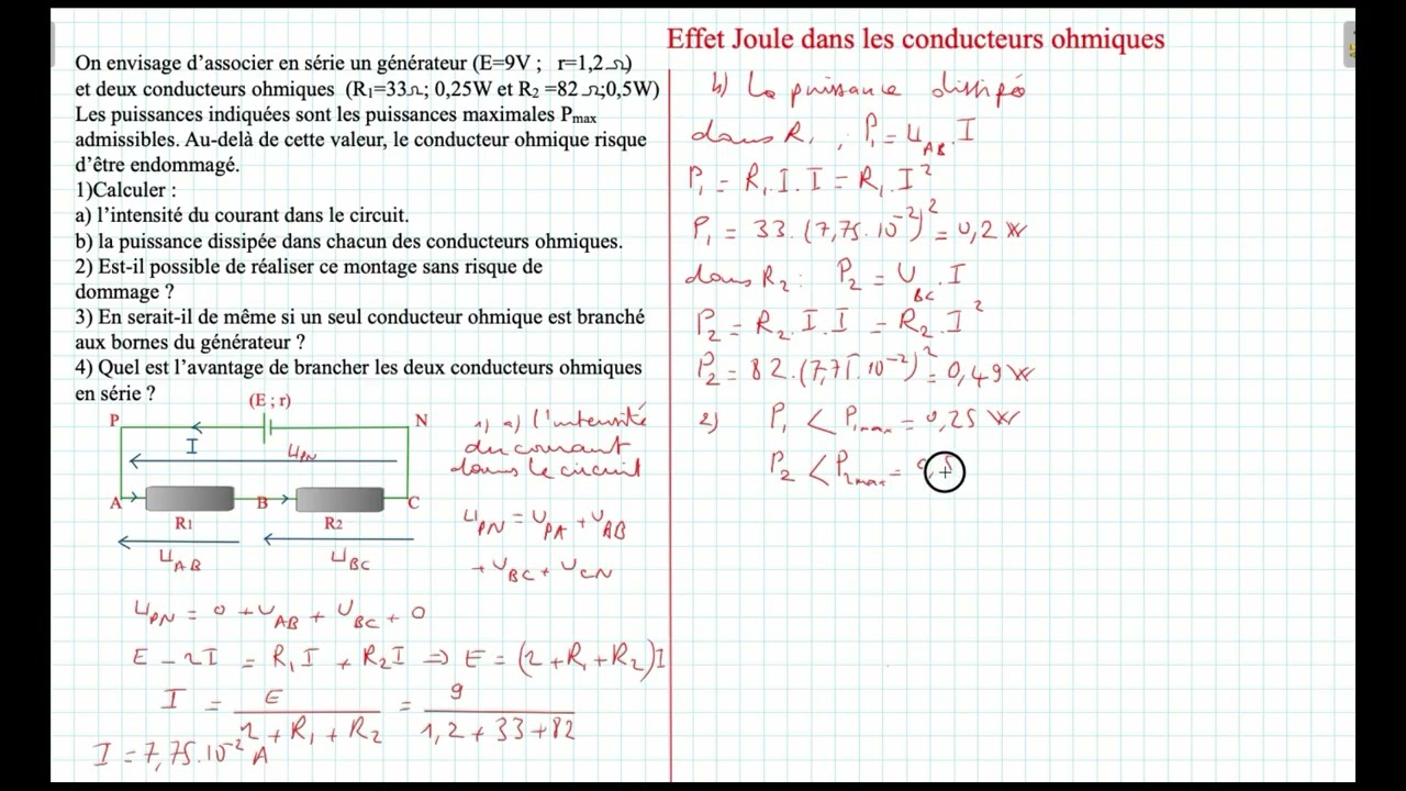 Effet Joule dans les conducteurs ohmiques