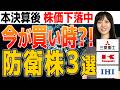 【国策の防衛株】下落中の今とるべき行動は?!「三菱重工・川崎重工・IHI」の最新業績から今後の見通しを徹底解説!