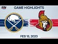 NHL Highlights | Sabres vs Senators – Feb. 18, 2020