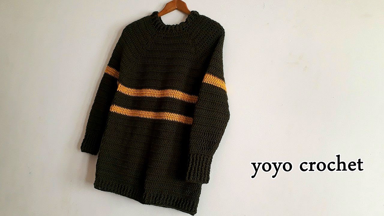 كروشية بلوفر رجالى سهل خطوة بخطوة للمبتدئين   - Crochet men's pullover step by step#يويو_كروشية
