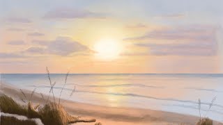 DIGITAL ART WITH PROCREATE, IPAD PAINTING, SUNSET OCEAN VIEW screenshot 5