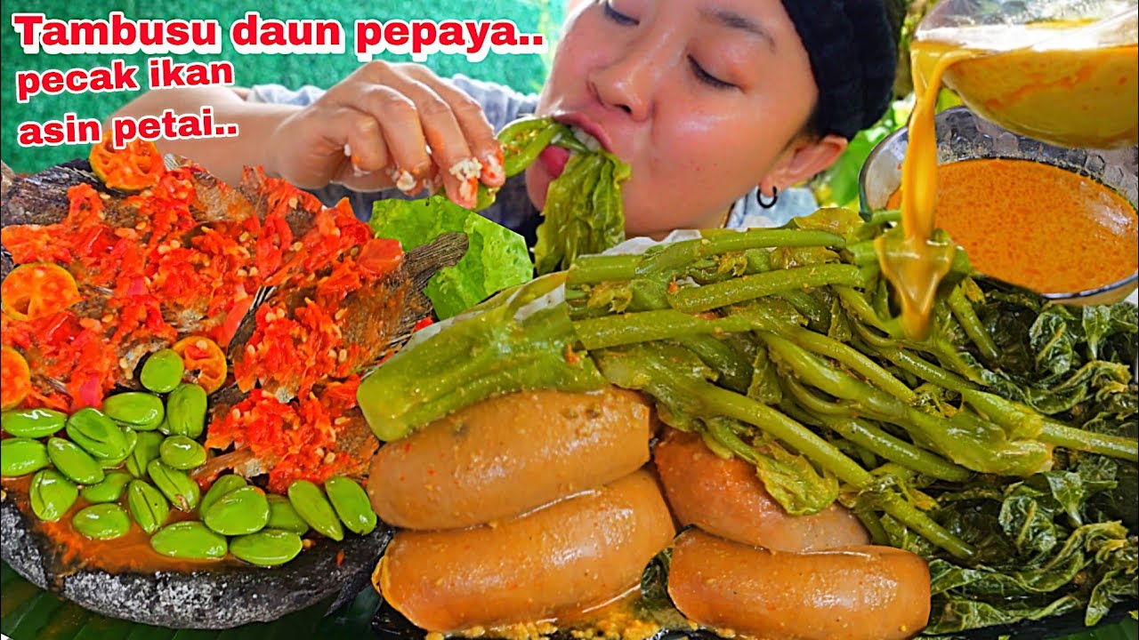 TAMBUA NASI ,GULAI TAMBUSU DAUN PEPAYA + PECAK IKAN ASIN PETAI 🤤‼️