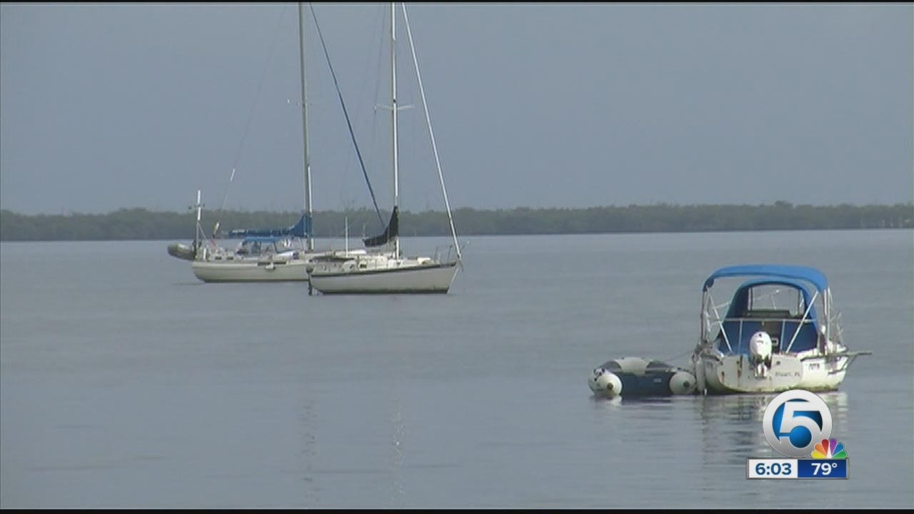 Abandoned and derelict boats moored on the Intracoastal
