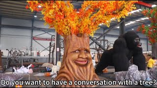 Large Artificial Animatronic Lifesize High Quality Talking Tree with Face for Theme Park Decoration