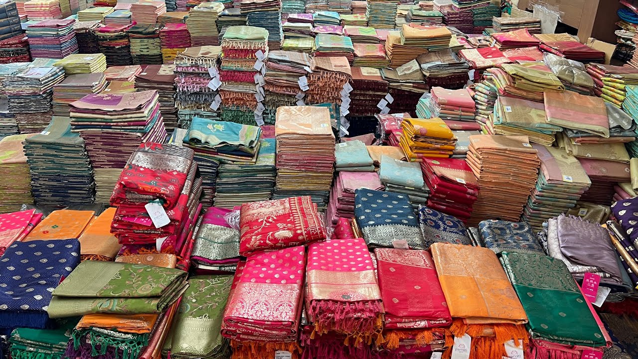 Cheapest silk sarees wholesale market in Surat Banarasi sarees collection Ajmera Fashion