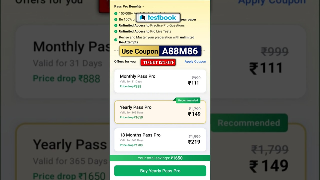 testbook pass pro offer today | testbook coupon code free |