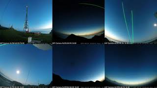 Sunset/sunrise with Lidar beams and Aurora (Timelapse)