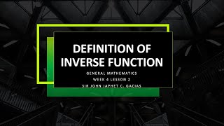 GENERAL MATHEMATICS SHS 11: WEEK 4 LESSON 2 DEFINITION OF INVERSE FUNCTIONS