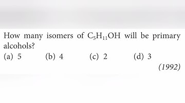 How many isomers of C5H11OH will be primary alcohols?