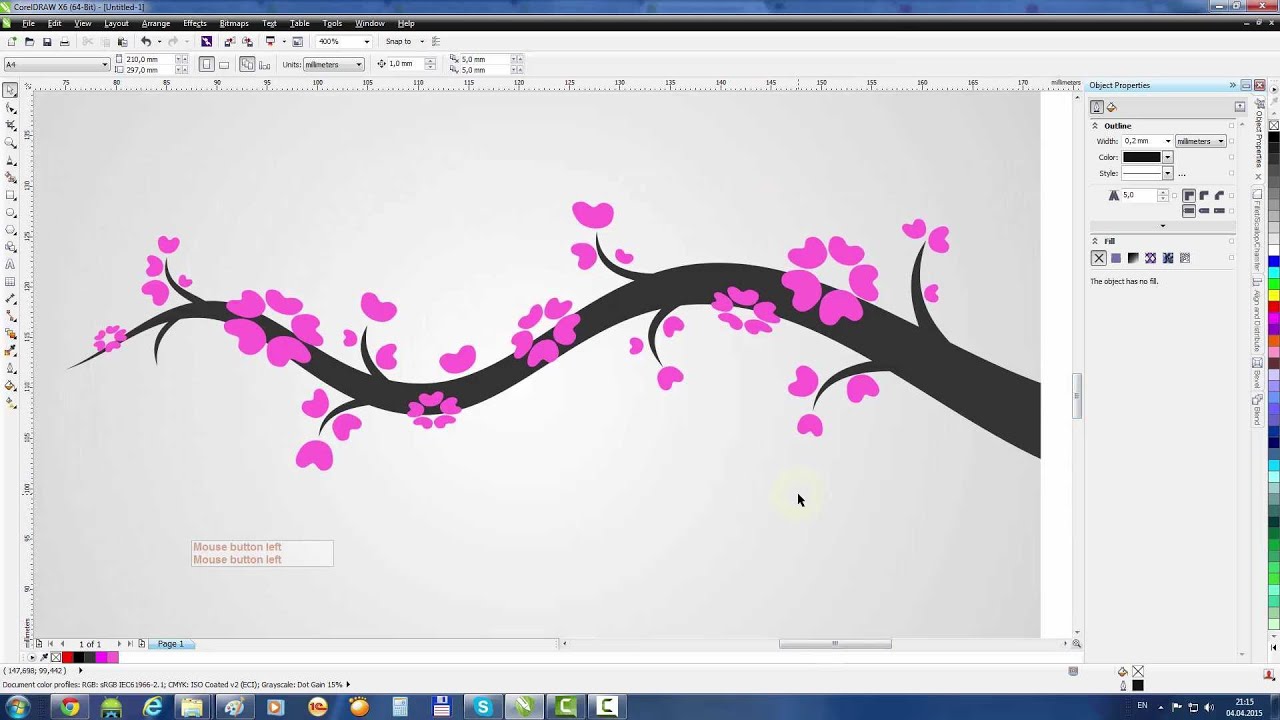 CorelDraw Tutorial: Draw a Sakura Branch - YouTube
