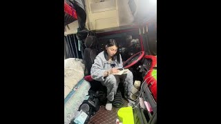 Night life of a female truck driver, stayed tonight
