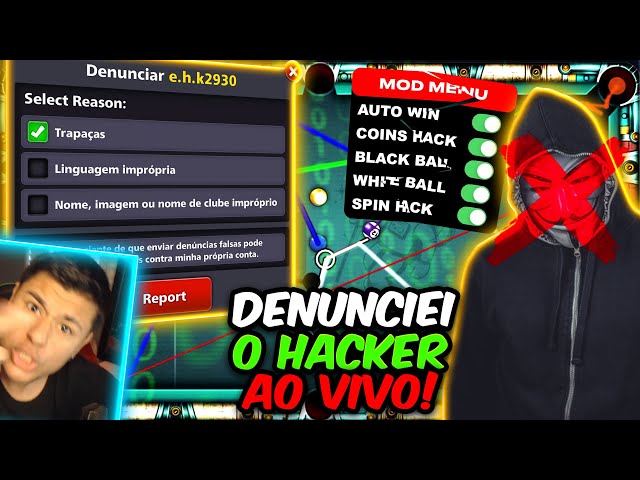 DENUNCIANDO OS HACKERS NO 8 BALL POOL - SINUCA ONLINE AO VIVO 