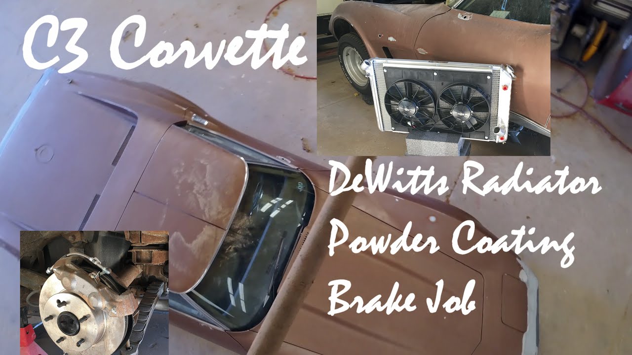 C3 DEWITT PERFORMANCE ALUMINUM RADIATOR w/ ELECTRIC FAN SWAP FOR PROJECT FOXY BROWN 1975 STINGRAY