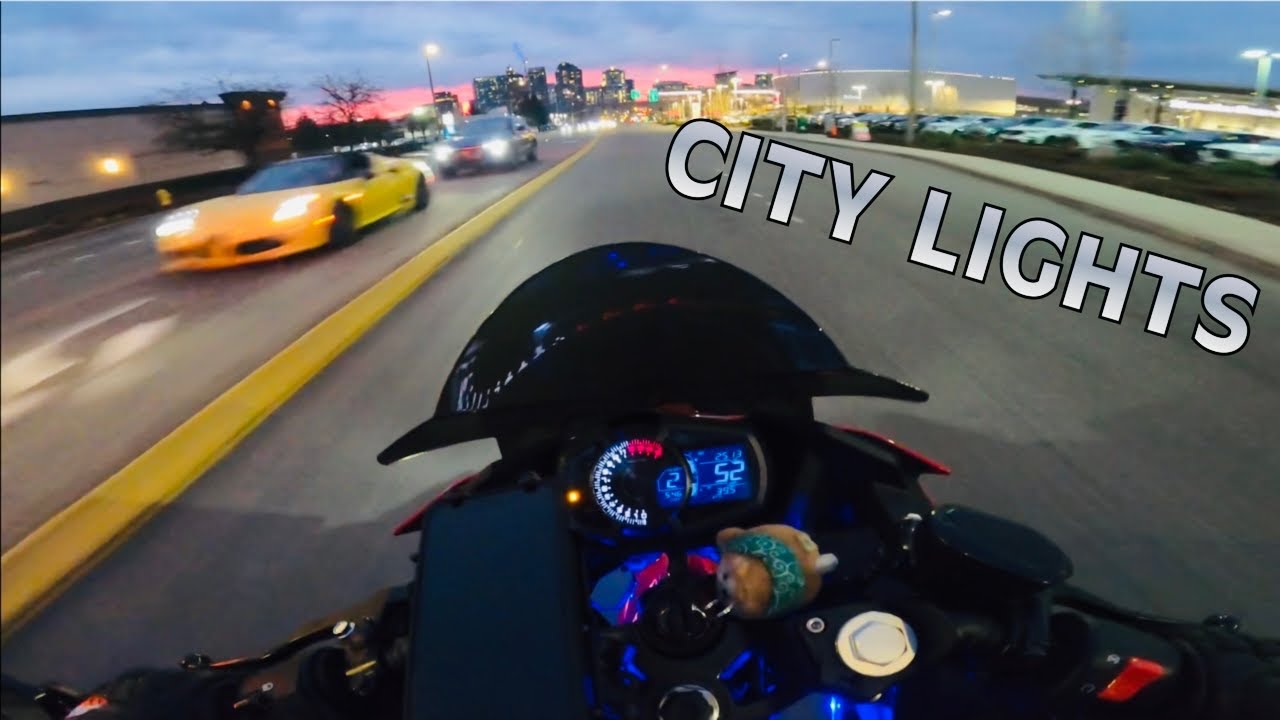 Sunset & Night City Ride w/ Full System Exhaust Raw Sound POV || Ninja 400