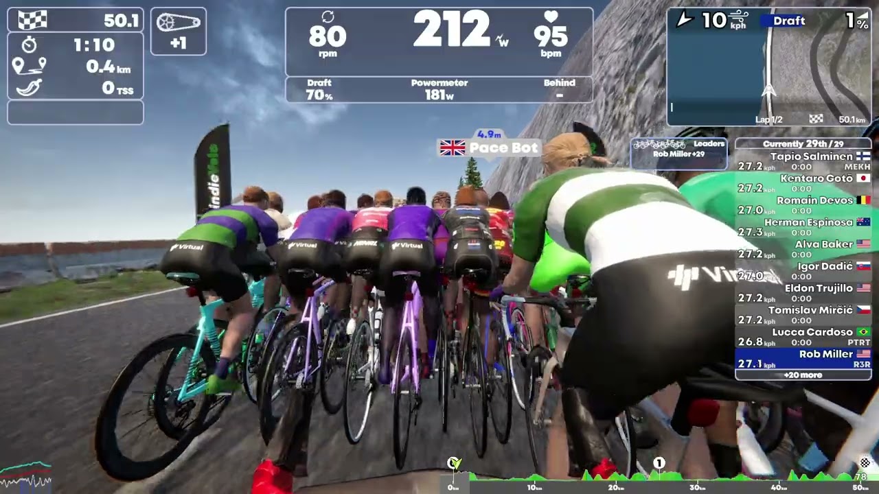 TrainingPeaks Virtual - Scratch Race - 2 laps of Big Loop Reverse - 50.6km - 319m