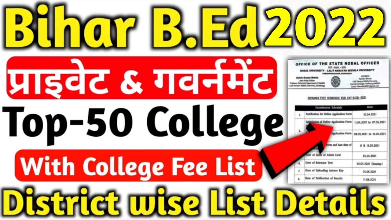 Bihar B.Ed Government & Private College Fee detail 2022, Bihar B.Ed