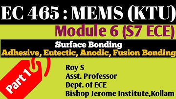 Module 6|Part 1|Surface Bonding-Adhesive,Direct(Fusion),Anodic, Eutectic Bonding|S7 ECE|KTU|
