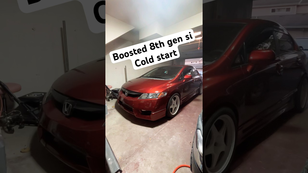 Cold start challenge boosted 8th gen si with hood dump 