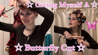 Giving Myself a Butterfly Cut with a Blowout