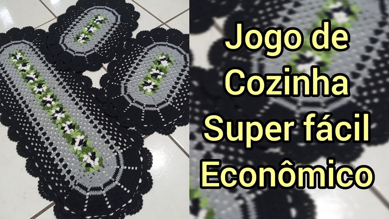 JOGO DE COZINHA PRETO E BRANCO FÁCIL 🧶 