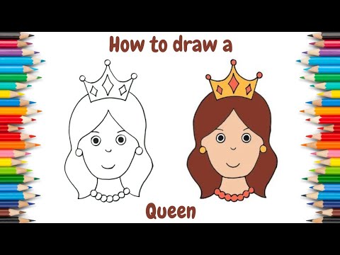 How to draw a Queen step by step | Simple Queen drawing for kids | Girl ...