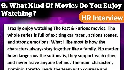 What Kind of Movies Do You Enjoy Watching | HR Interview | SRV Studyroom