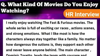 What Kind of Movies Do You Enjoy Watching | HR Interview | SRV Studyroom