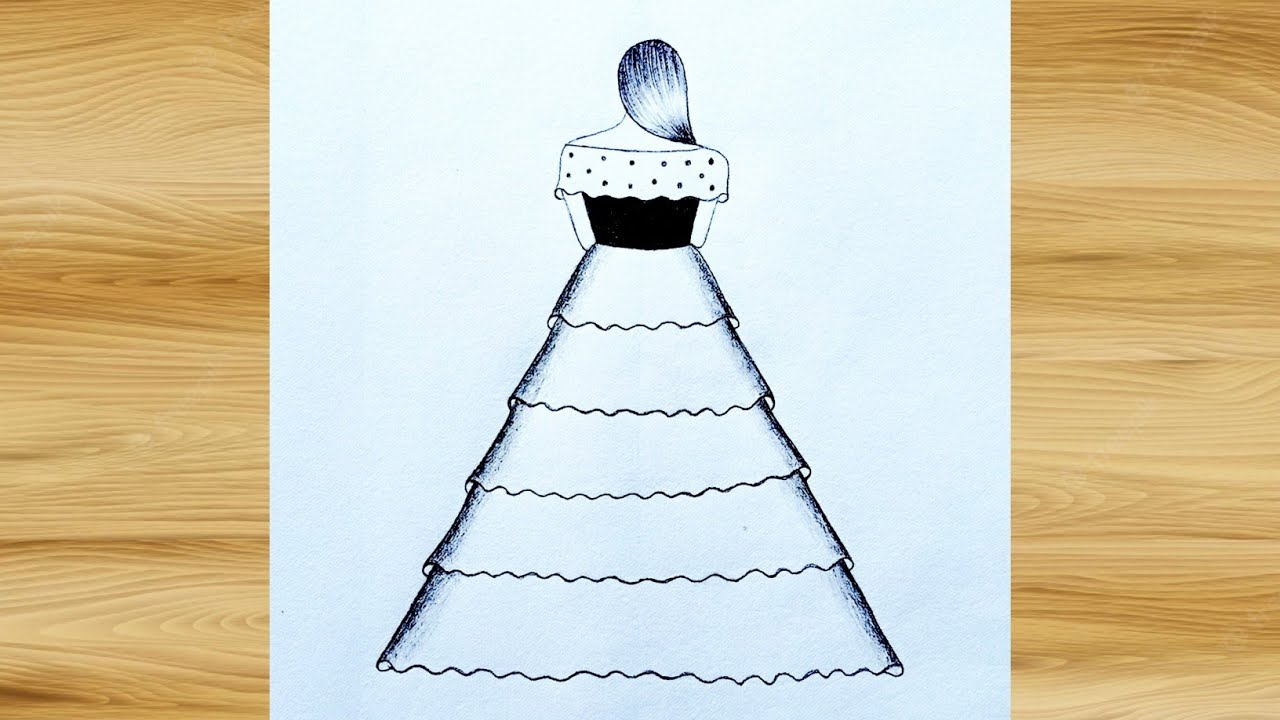 How to draw a girl in beautiful dress Doll Drawing Easy Drawing