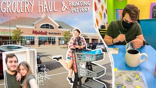 Painting Fall Pottery! 🎨🖌🛒 Couples Date Night \& Grocery Haul | vlogtober day 11