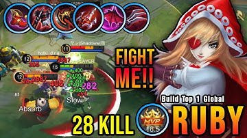 28 Kills!! Unli LifeSteal Build Ruby Offlane Monster!! - Build Top 1 Global Ruby ~ MLBB