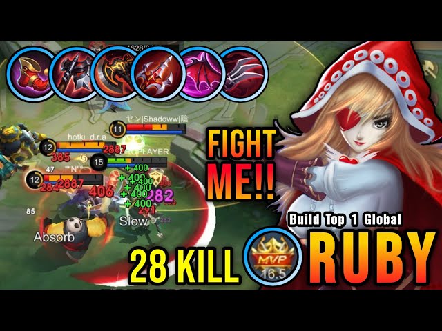 28 Kills!! Unli LifeSteal Build Ruby Offlane Monster!! - Build Top 1 Global Ruby ~ MLBB class=