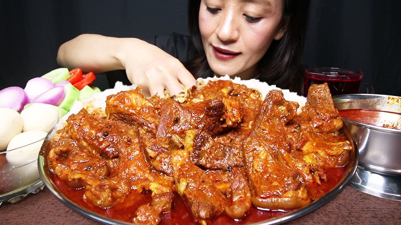 Spicy Mutton/Goat Masala Curry With Basmati Rice and Rasgulla #ASMR/EATING SHOW BIGBITES MUKBANG