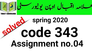 aiou solved assignment spring 2020 | code 343 Assignment no.04