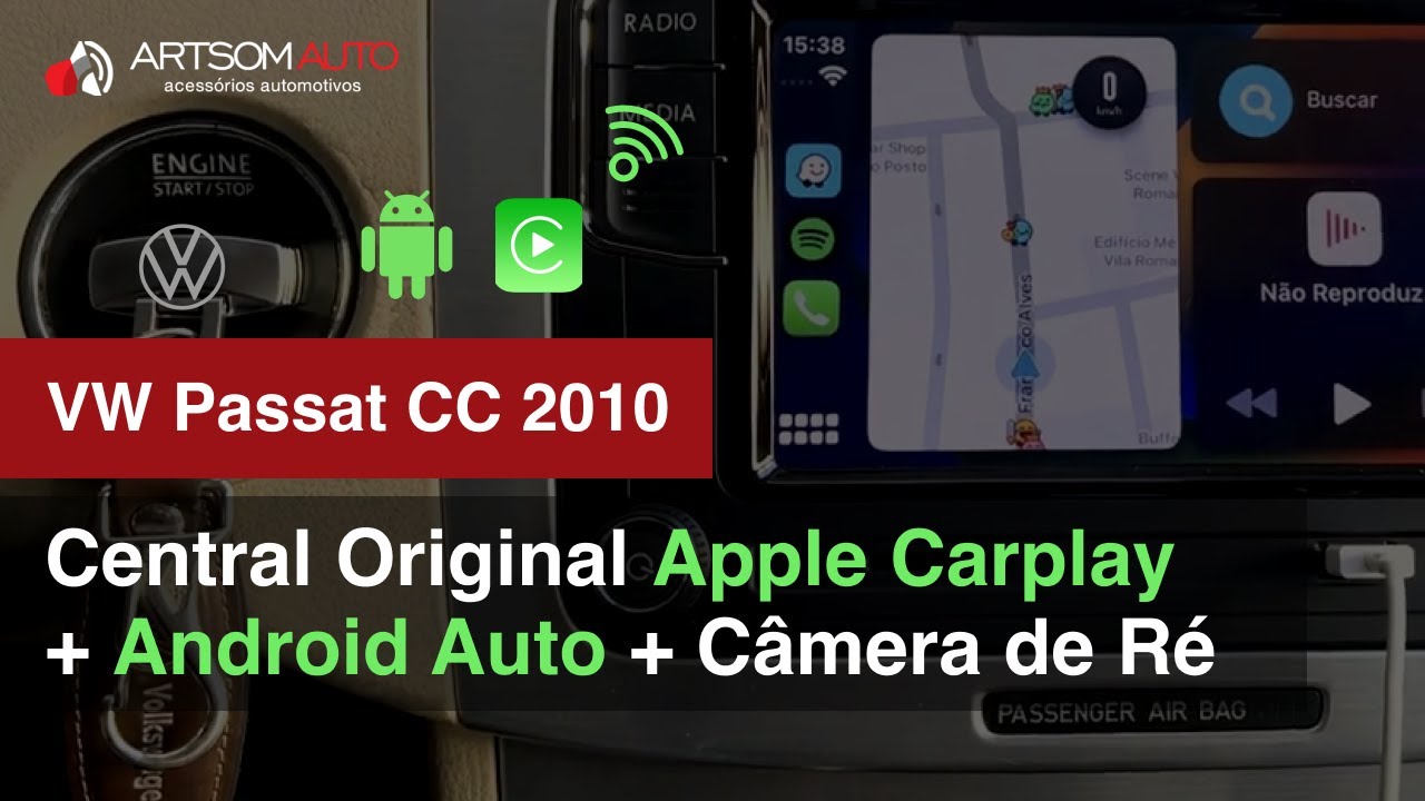 Passat CC 2010 Recebendo Central Original VW com Apple CarPlay e Android Auto + Câmera Traseira