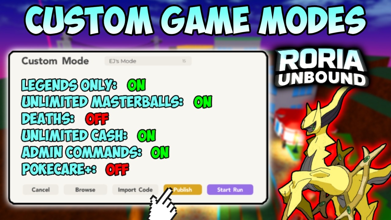 Roria Unbound gameplay thumbnail for The CUSTOM MODES Feature Is BROKEN In Roblox Pokemon Brick Bronze (Roria Unbound)