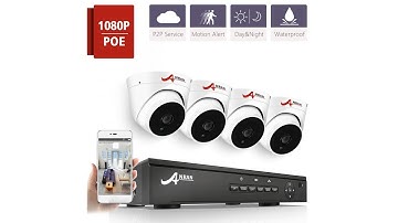 ANRAN Surveillance 4 Channel 1920P NVR HD 1080P IP PoE Security Camera System with 2 Ou...