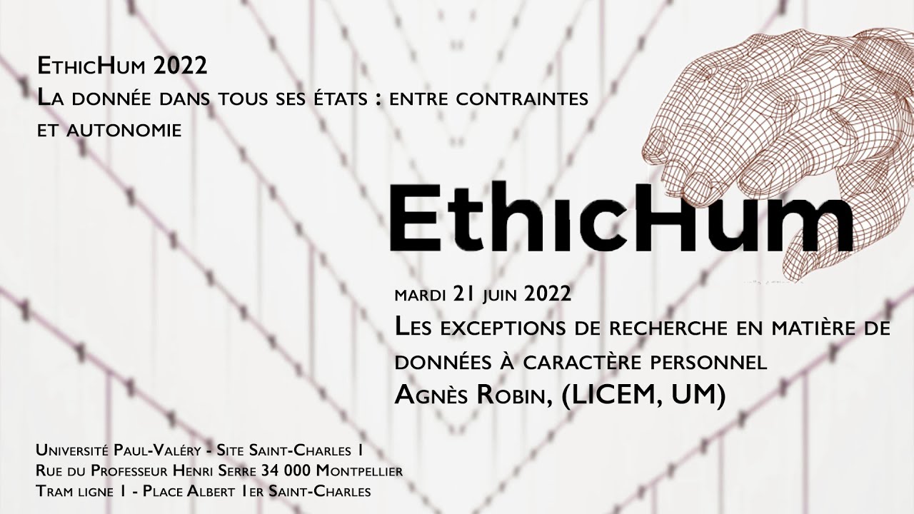 EthicHum 2022 - Les exceptions de recherche en matière de données à caractère personnel