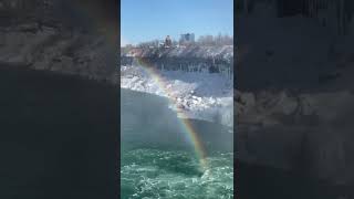 Rainbow 🌈 at Niagara waterfalls #niagarafallsontario #niagarafallscanada #niagrafalls