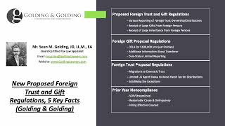 Treasury Department/IRS Released Proposed Foreign Trust & Gift Regulations (Golding & Golding)