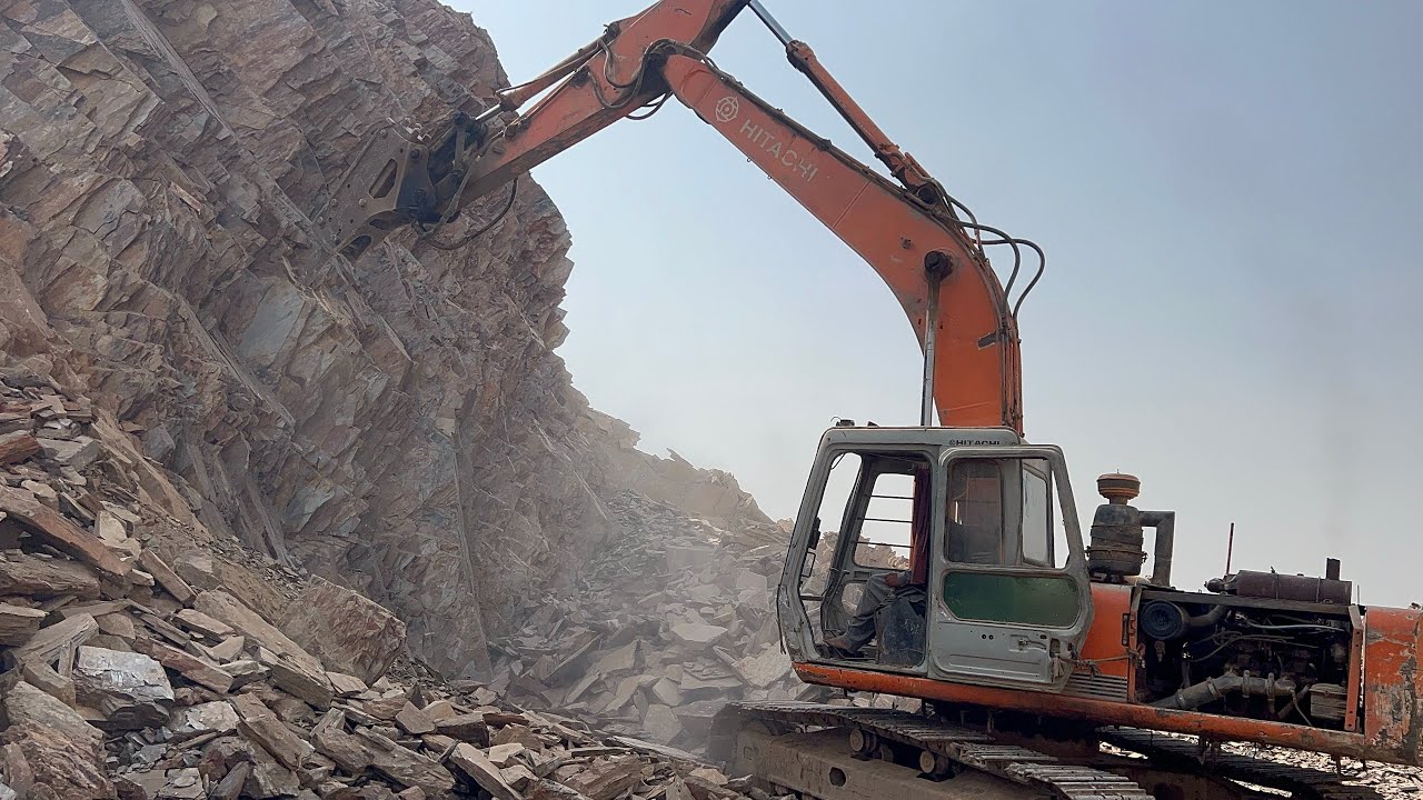 Excavator Breaking Mountain Rocks – Extreme Heavy Equipment Power