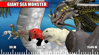 Size Comparison of Sea Monsters Simulated in Spore