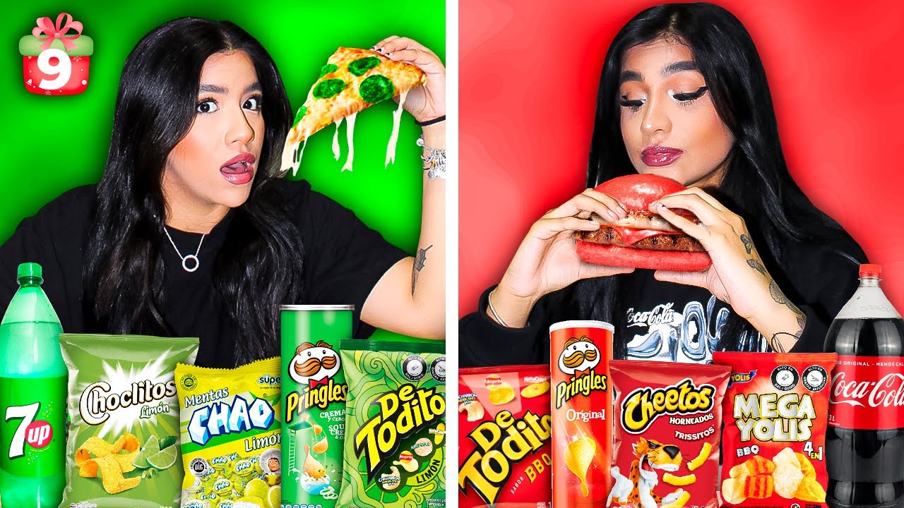 24 HORAS COMIENDO SOLO ROJO Y VERDE 😰 | VLOGMAS 2023