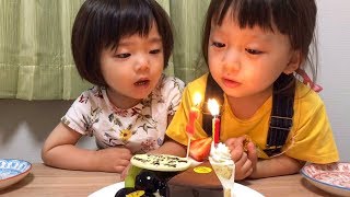 【ちびっこモッパン】秋の味覚サンマご飯にバースデーケーキでお祝い♩【ゆうひなた】