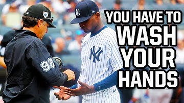 Umpire tells pitcher he has to wash his hands, a breakdown